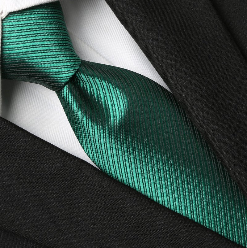 KissTies Mens 63'' XL Extra Long Tie Forest Green Striped Necktie + Gift Box - Image 3